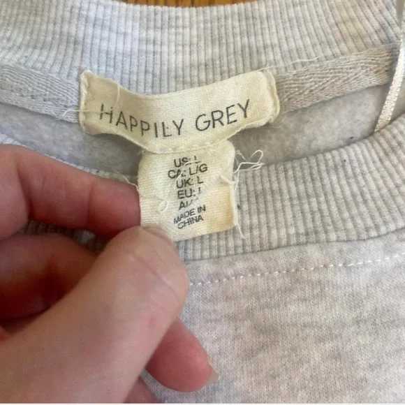 Gray Sweatshirt with Blue Bow Accent - Picture 3 of 5